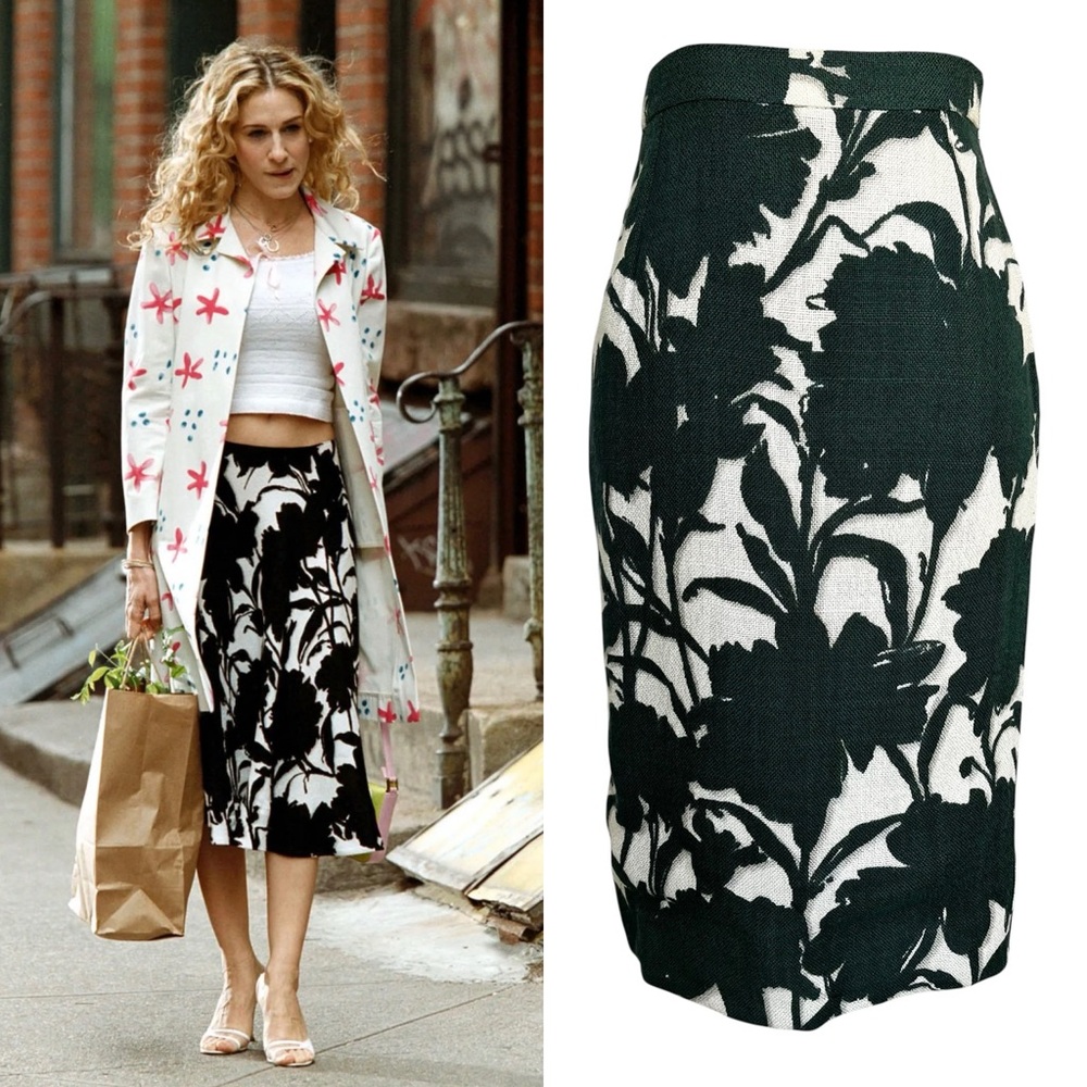 RARE Vintage Prada SS01 Floral Print Mini Short Pencil Skirt Green White 38 2 - Picture 14 of 14